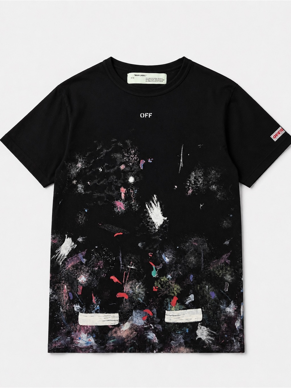 Off-White Black Short-Sleeve Paint-Splash Graphic Tee